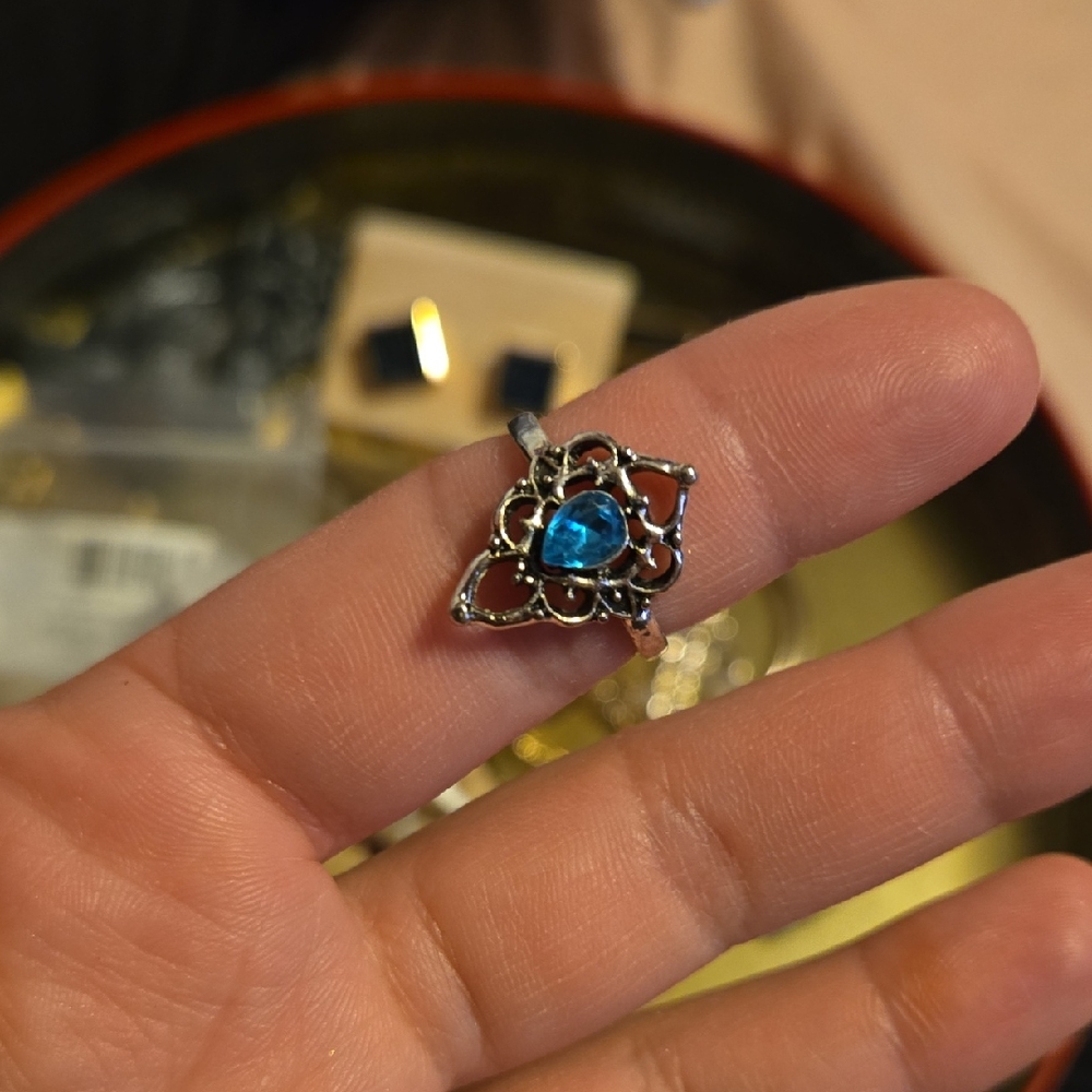 Silver and Blue Gemstone Ring